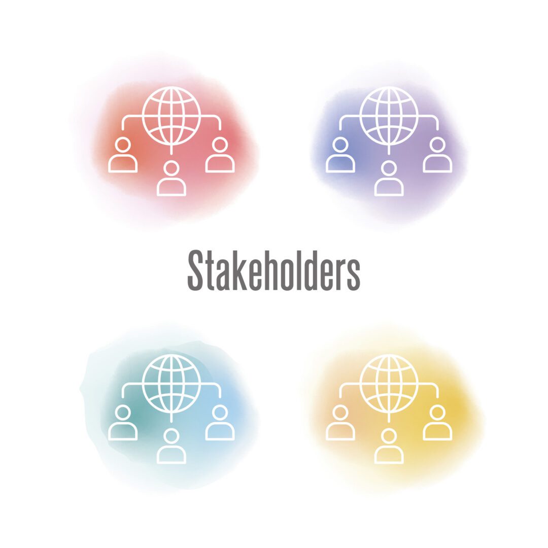 Stakeholders illustration with globe and people