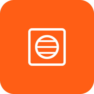 Orange app icon with white geometric design