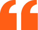 Orange quotation marks on black background